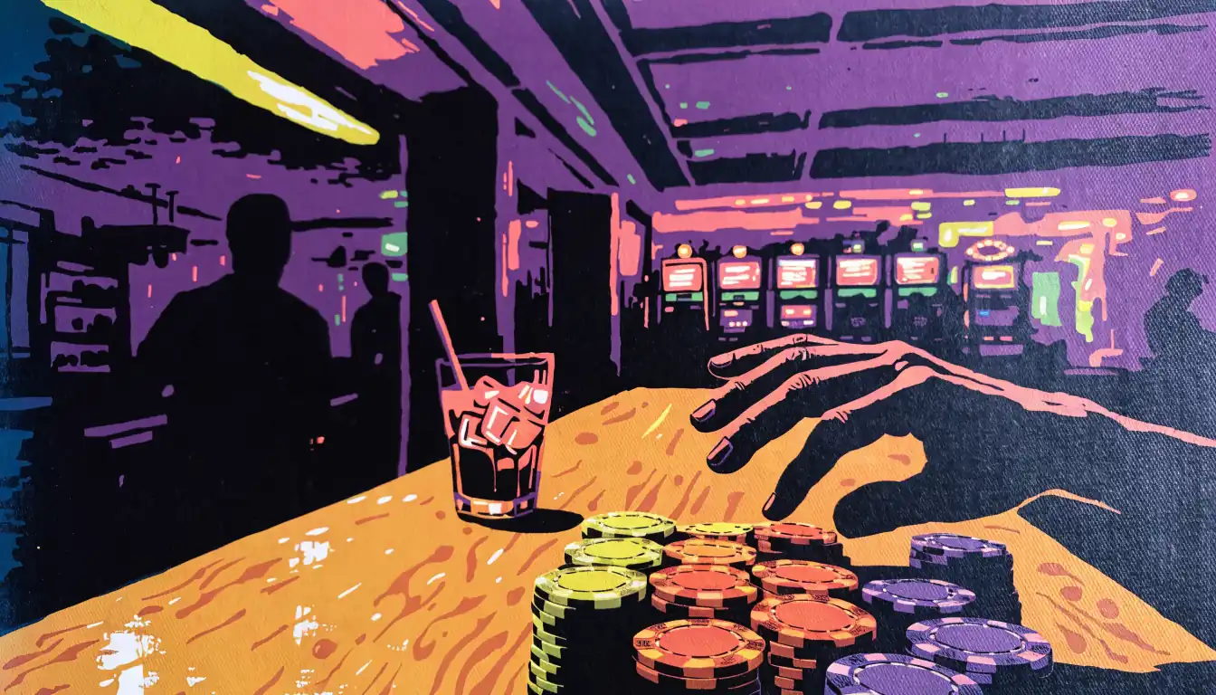 Casino-Chips auf einer Bar in einem modernen deutschen Spielcasino